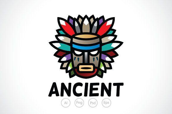 Ancient Logo - Ancient Tribal Mask Logo Template ~ Logo Templates ~ Creative Market