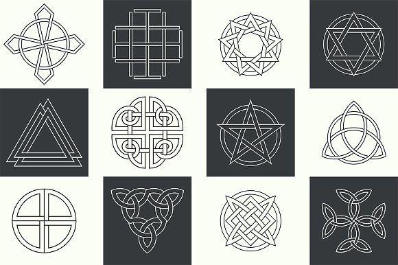 Ancient Logo - Set of Ancient linear logo symbols. Illustrations Creative Market