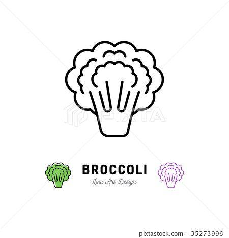 Brocollini Logo - Broccoli icon Vegetables logo. Thin line art - Stock Illustration ...