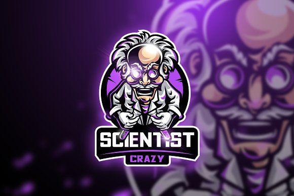 Scientist Logo - Scientist Crazy-Mascot & Esport logo ~ Logo Templates ~ Creative Market