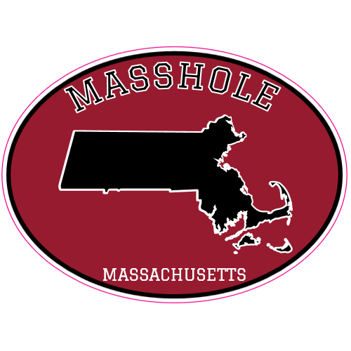 Masshole Logo - Masshole Massachusetts State Oval Sticker – U.S. Custom Stickers