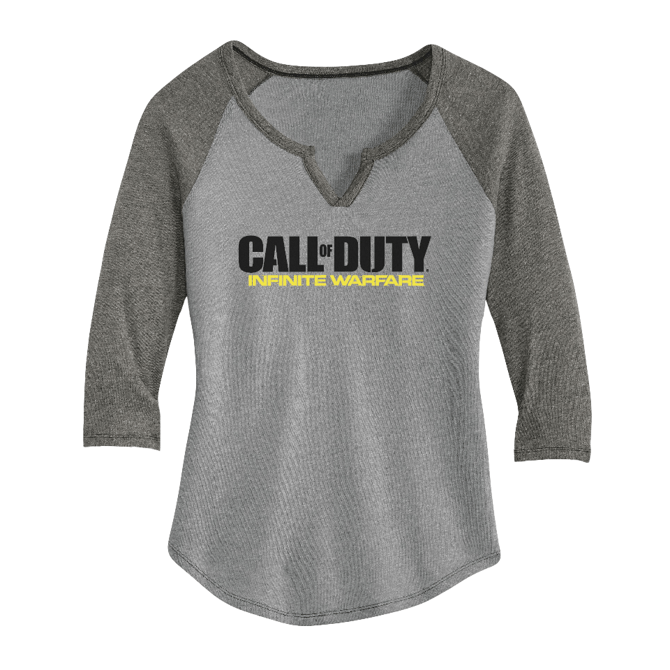 Dugout Logo - Call Of Duty Infinite Warfare Women's Dugout 3 4 Sleeve Raglan Logo