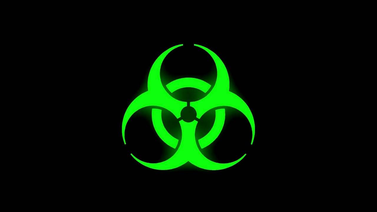 Hazard Logo - Glowing Bio Hazard Symbol (Green)