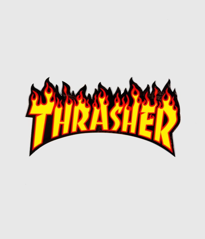 Thrasher Logo - Thrasher Skateboard Magazine Flame Logo Sticker Black/ Yellow – Lariatt