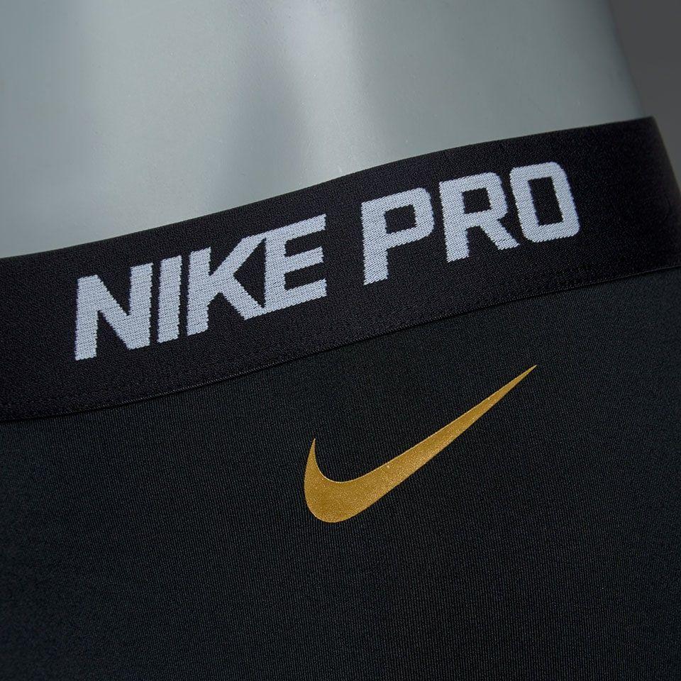 Tight Logo - Nike Womens Pro Tight Logo - Black/Black/White/Metallic Gold ...