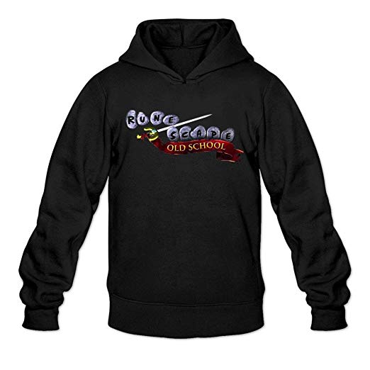 RuneScape Logo - OMMIIY Men's Old School RuneScape Logo Hoodie: Clothing