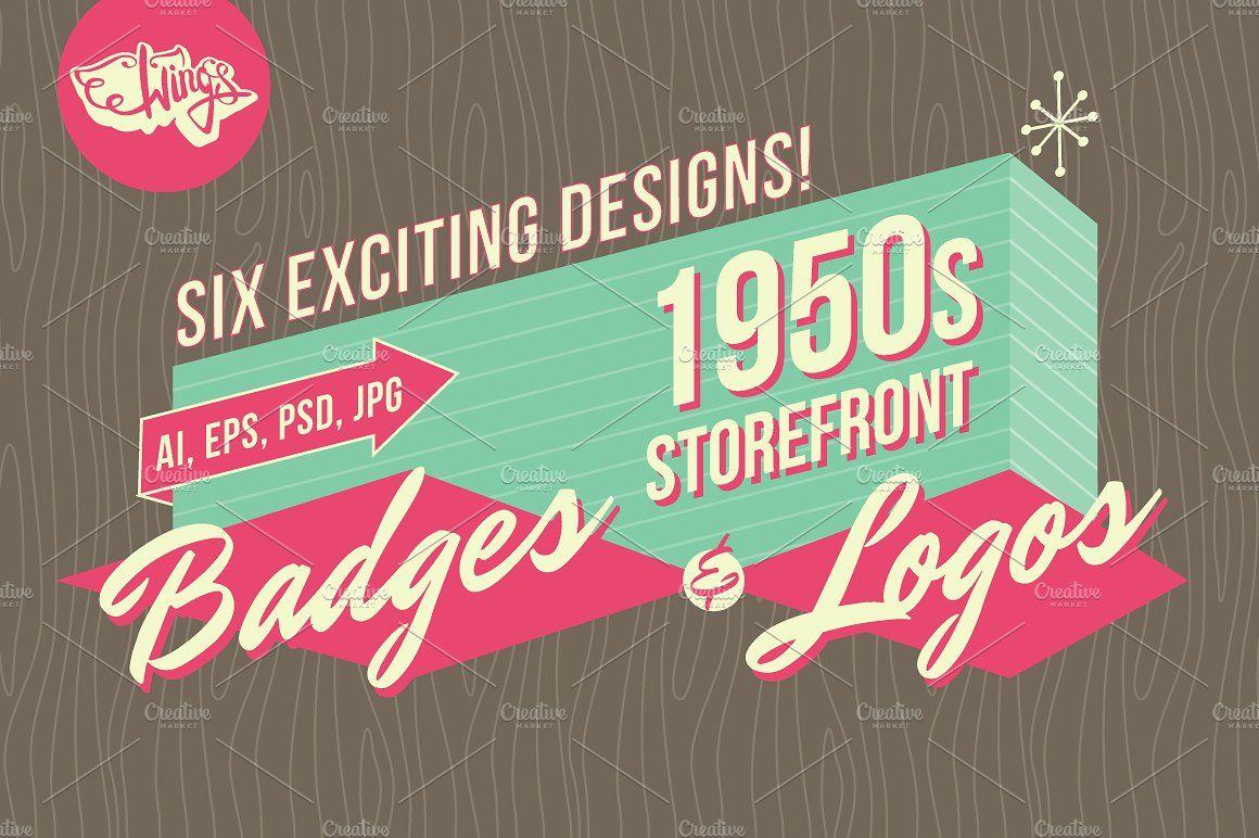 50s Logo - 1950s Storefront and Logos Graphic Objects Creative Market