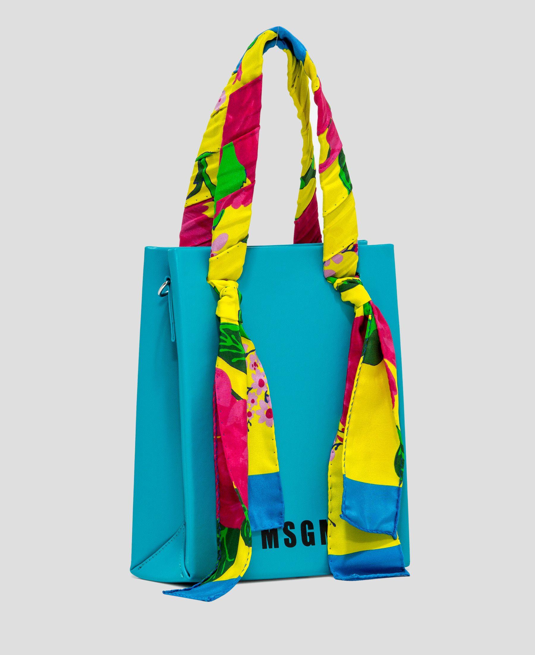 Micro Logo - MSGM LEATHER SHOPPER BAG WITH MICRO LOGO AND FOULARD DETAILING 2541MD