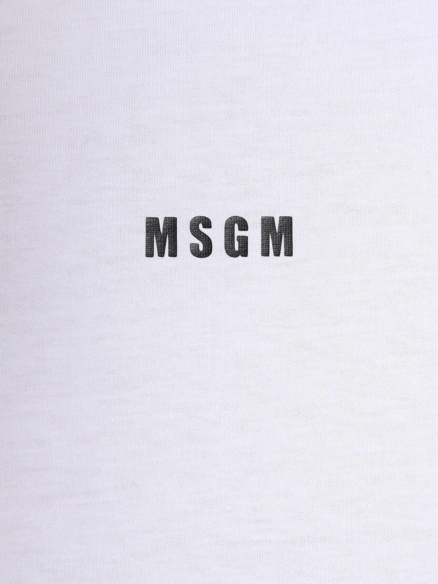 Micro Logo - MSGM Cotton T Shirt With Micro Logo Print In White For Men