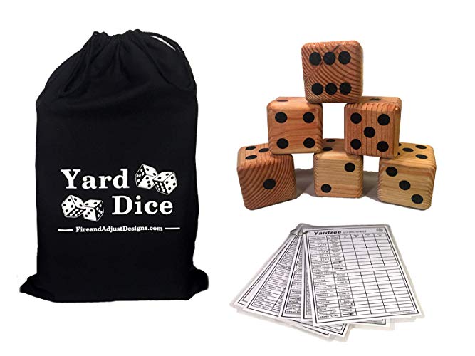 Yardzee Logo - Amazon.com: Lawn Dice Set - 6 Giant solid wood yard dice with hand ...