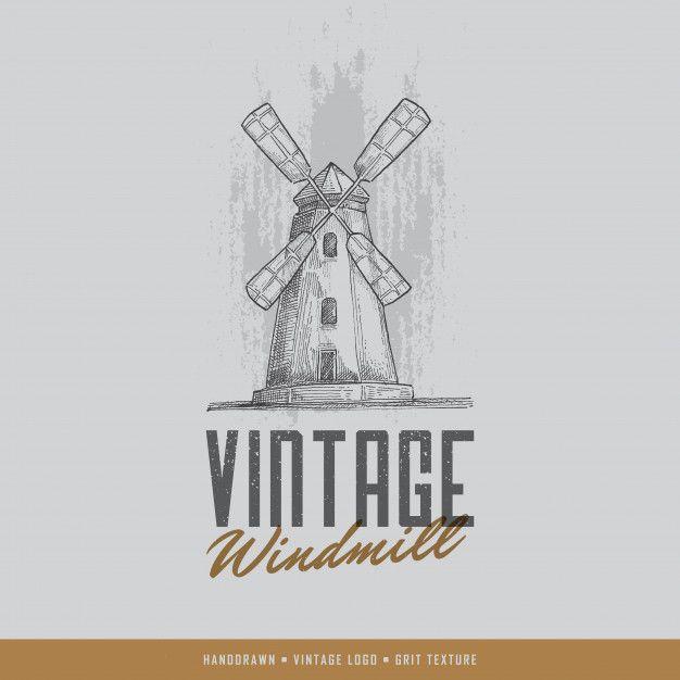 Windmill Logo - Vintage hand-drawn windmill logo Vector | Premium Download
