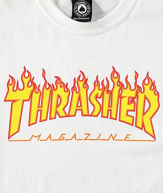 Thrasher Logo - Thrasher Flame Logo White T-Shirt | Zumiez