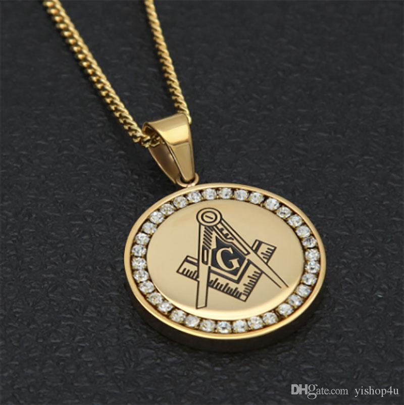 Freemason Logo - Wholesale 18K Gold Plated Iced Out AG Freemason Logo Square ...