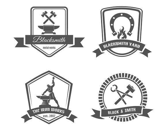 Blacksmith Logo - Blacksmith logo set Logo Templates Creative Market