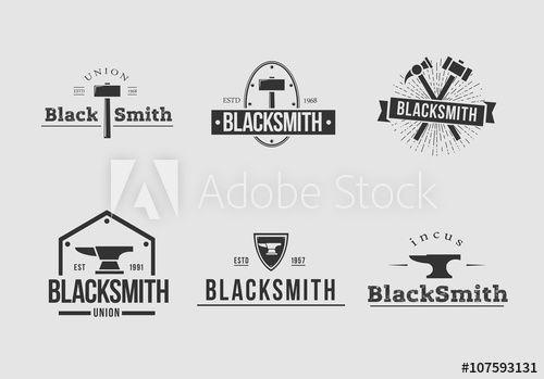 Blacksmith Logo - White and black blacksmith logo set - Buy this stock vector and ...