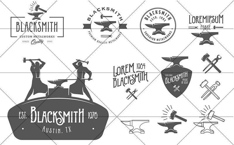 Blacksmith Logo - Set of vintage blacksmith logos Illustrations Creative Market