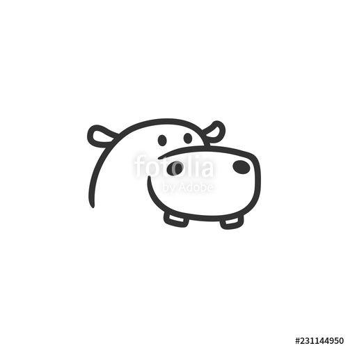 Hippo Logo - hippo logo line outline mascot character