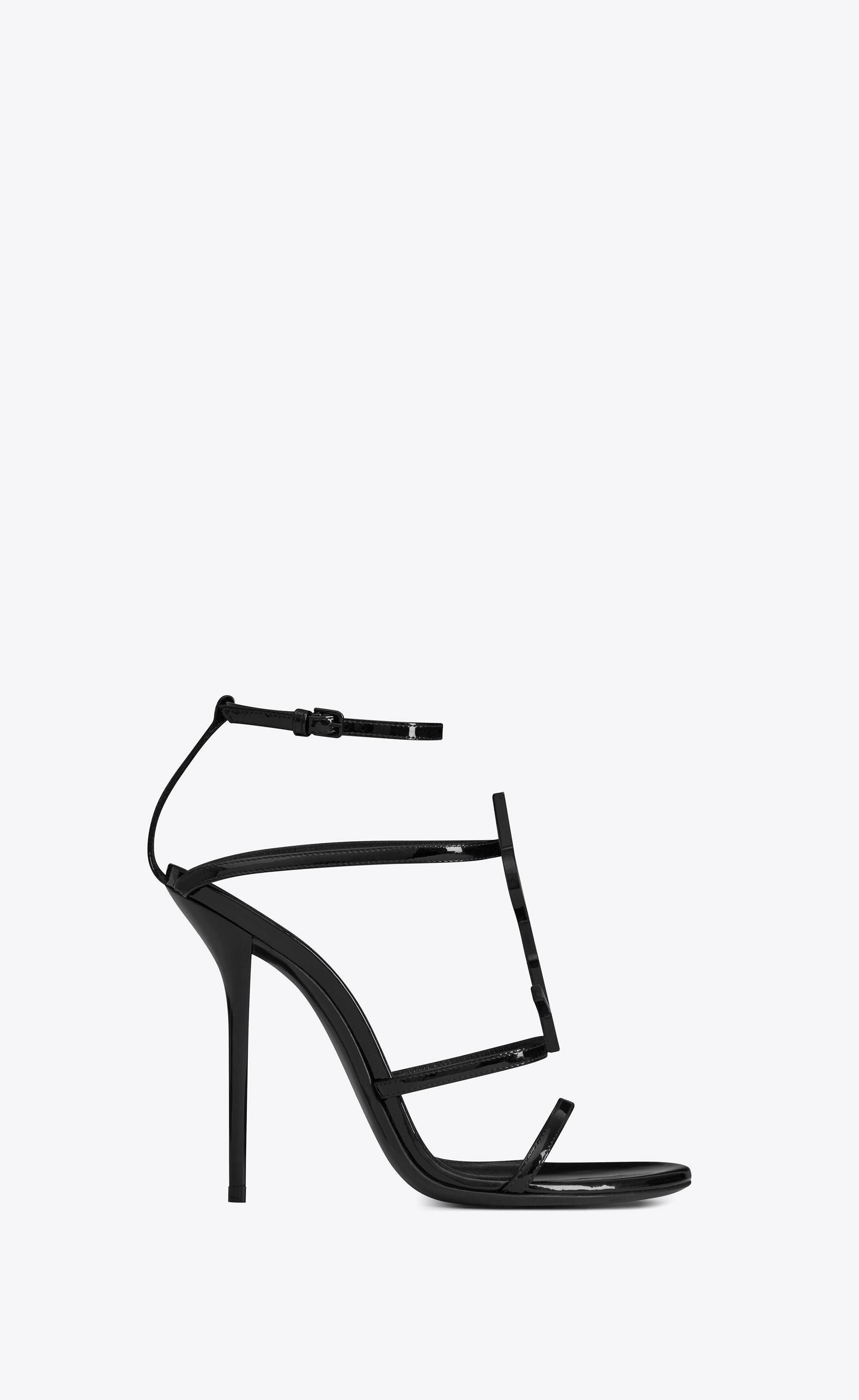Sandal Logo - Saint Laurent Cassandra Sandal With Black Logo In Patent Leather in ...