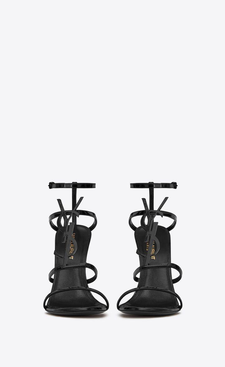 Sandal Logo - Saint Laurent Cassandra Sandal With Black Logo In Patent Leather ...