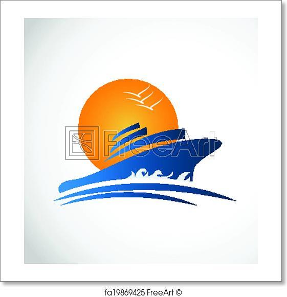 Waves Logo - Free art print of Cruise ship sun and waves logo. Cruise ship sun