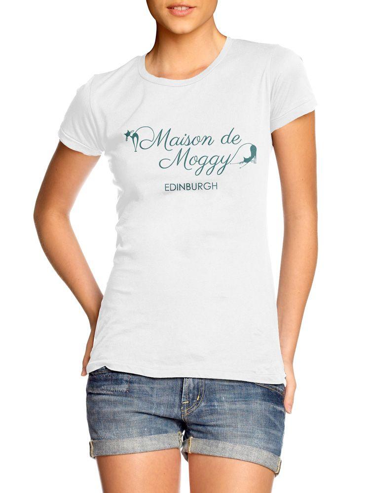 Maison Logo - Maison de Moggy Edinburgh Logo Ladies T Shirt, White web order