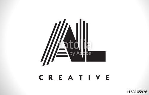 Al Logo - AL Logo Letter With Black Lines Design. Line Letter Vector ...