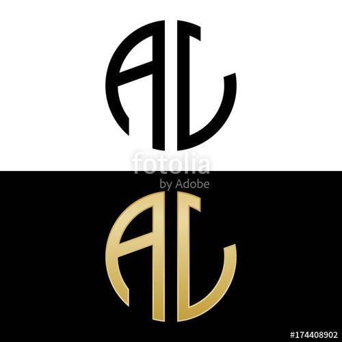 Al Logo - al initial logo circle shape vector black and gold