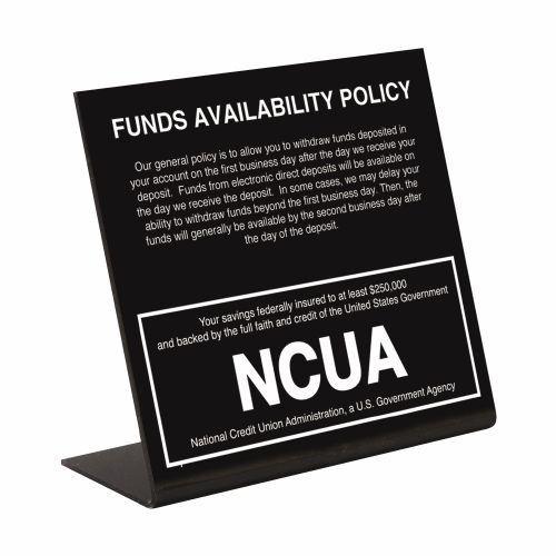 NCUA Logo - Funds Availability Countertop Sign with NCUA Logo - Fifth Business ...