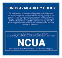 NCUA Logo - Acrylic Funds Availability Wall Sign With NCUA Logo Mfblouin