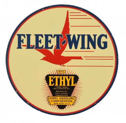 Fleetwing Logo - Fleet-Wing with Ethyl Logo Porcelain Sign.