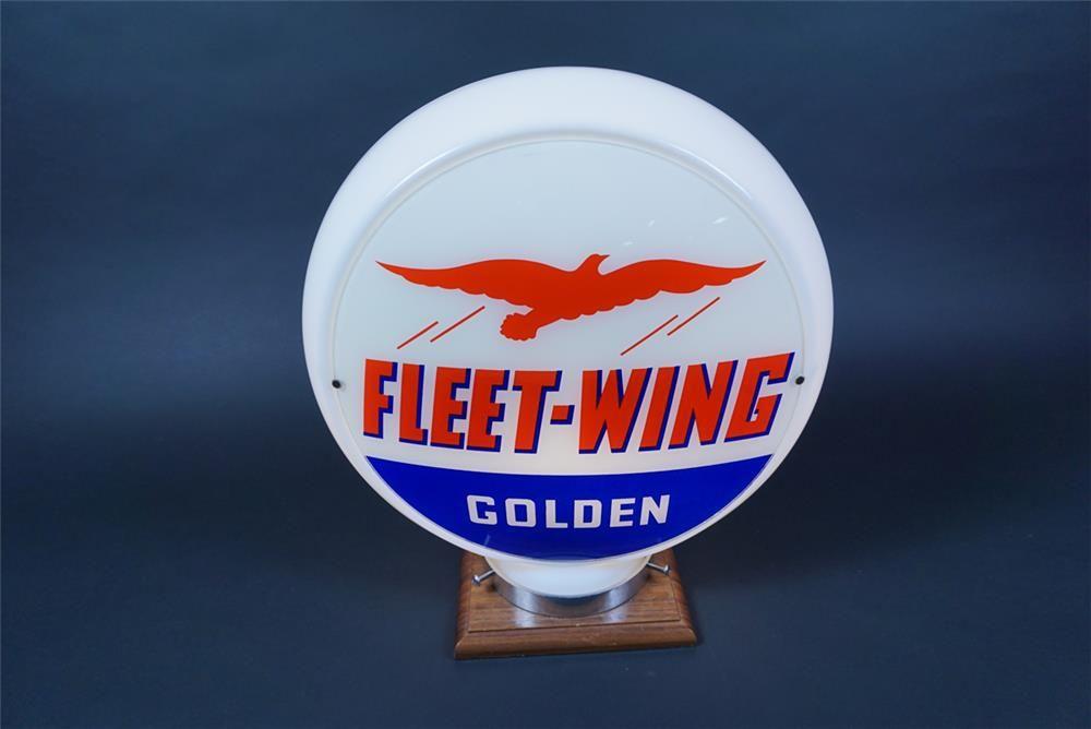 Fleetwing Logo - Sharp Fleet Wing Golden Gasoline Narrow Bodied Milk Glass Gas