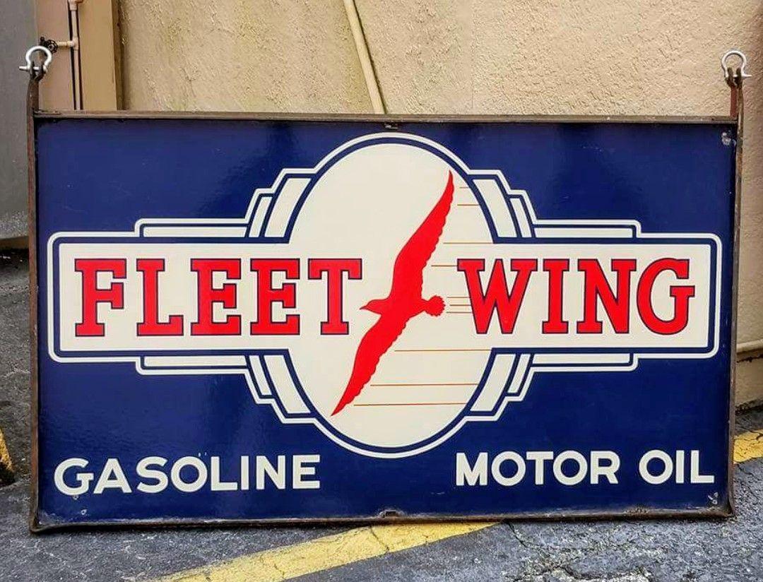 Fleetwing Logo - Original Fleet Wing Gasoline / Motor Oil Porcelain Sign. Porcelain