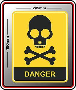 Caution Logo - DANGER SIGN STICKER SKULL CROSS BONES WARNING DECAL BNIP CAUTION