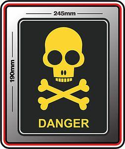 Caution Logo - DANGER SIGN STICKER SKULL CROSS BONES WARNING DECAL BNIP CAUTION