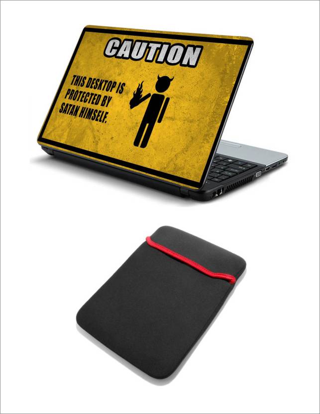 Caution Logo - Geek Caution Logo Satan Logo Desktop Computer 2in1 LAPTOP SKIN WITH