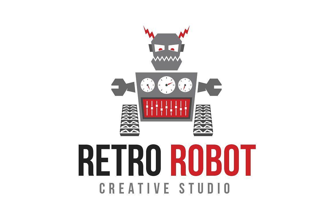 Robotics Logo - Retro Robot Logo Template Logo Templates Creative Market