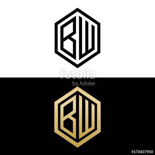 BW Logo - initial letters logo bw black and gold monogram hexagon shape vector ...