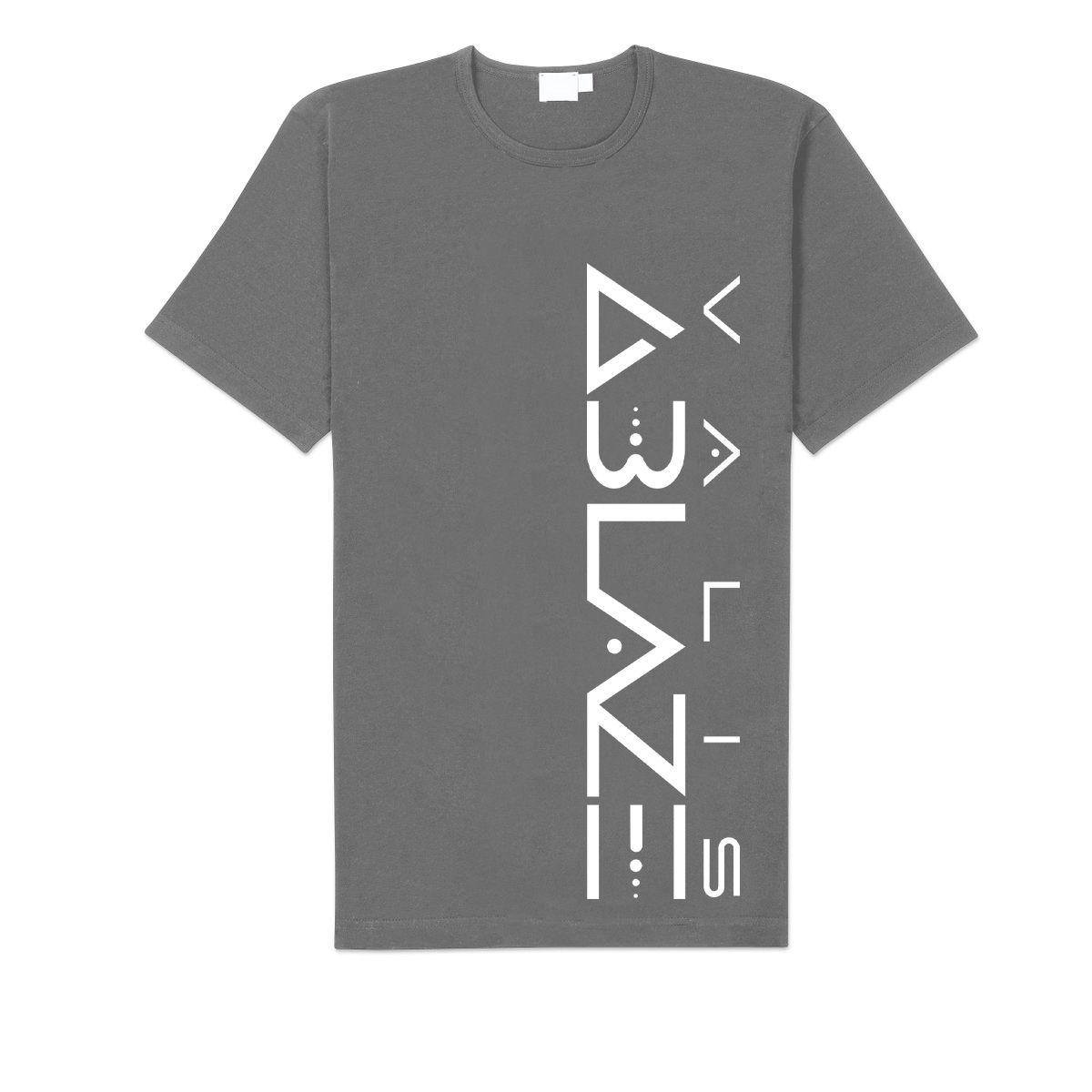 Vertical Logo - Valis Ablaze Vertical Logo Grey T-Shirt - Valis Ablaze