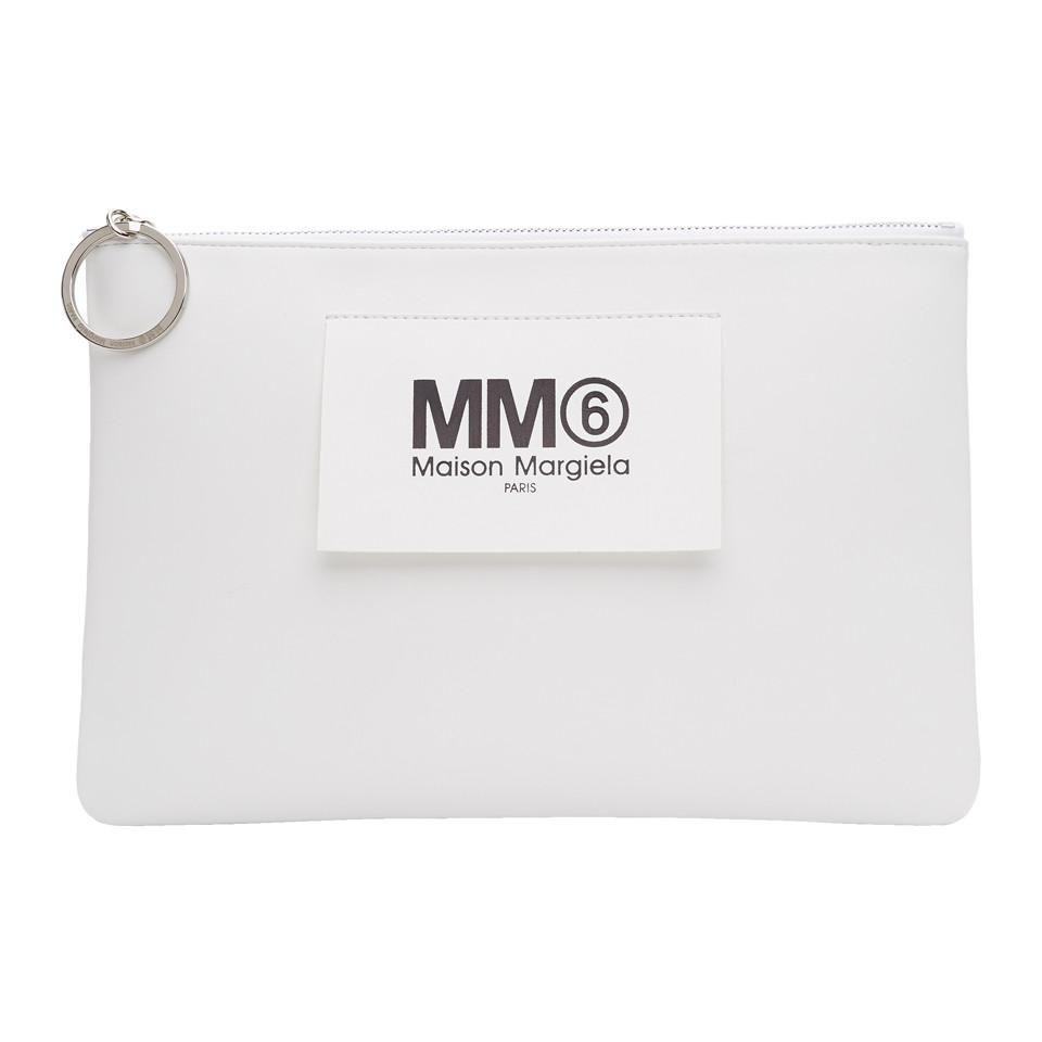 Maison Martin Margiela Logo - Lyst - MM6 by Maison Martin Margiela White Faux-leather Logo Pouch ...