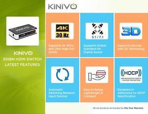 Kinivo Logo - Kinivo 301BN Premium 3 Port High Speed 4K HDMI Switch w/ IR Wireless ...
