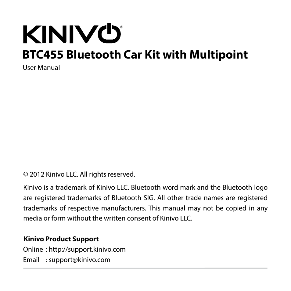 Kinivo Logo - Kinivo BTC455 Bluetooth Hands Free Car Kit For Cars With Aux Input