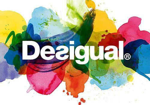 Desigual Logo - Desigual logo inthe background, text in white, stands out