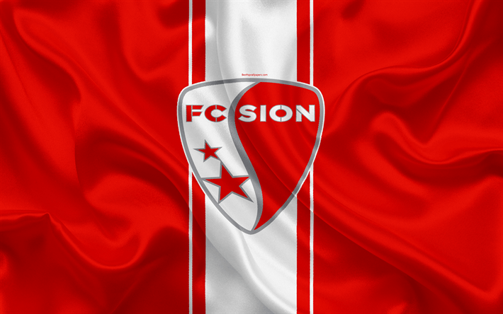 Sion Logo - Download wallpapers FC Sion, 4k, silk texture, logo, swiss football ...