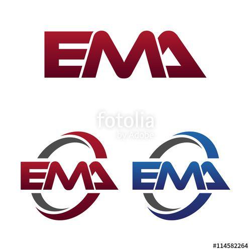 EMA Logo - Modern 3 Letters Initial logo Vector Swoosh Red Blue ema Stock