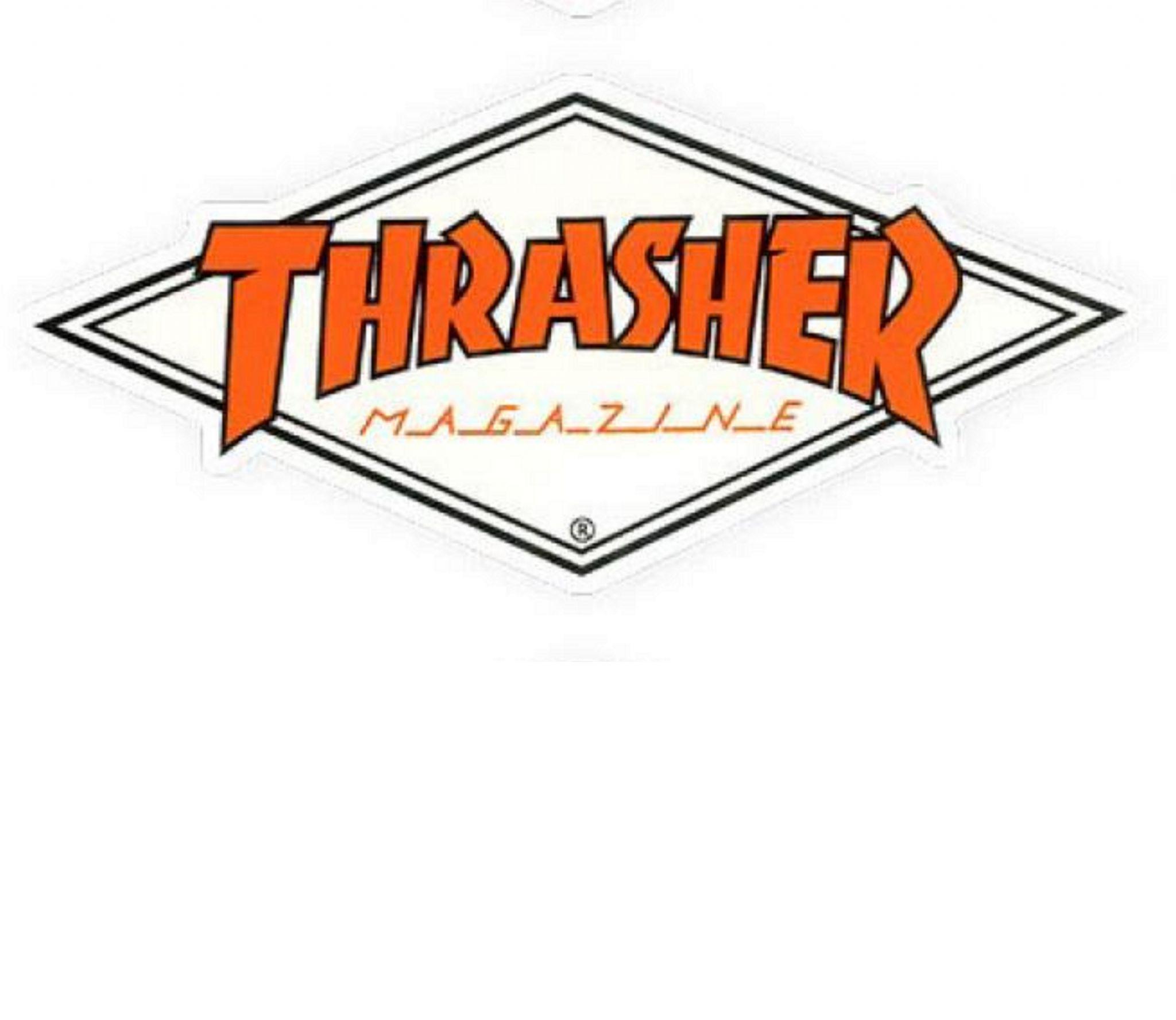Thrasher Logo - THRASHER Diamond Logo Skateboard Sticker 10cm WHITE Skate Mag