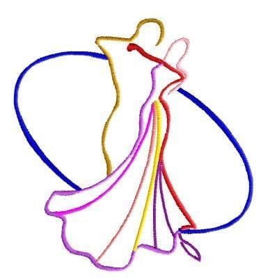 Couple Logo - Outlines Embroidery Design: Dancing Couple Logo from King Graphics