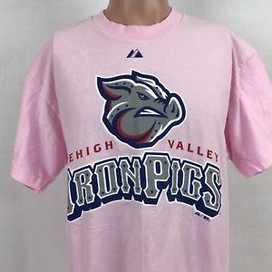 IronPigs Logo - Majestic Lehigh Valley IronPigs Logo T-Shirt L Pink MILB ...