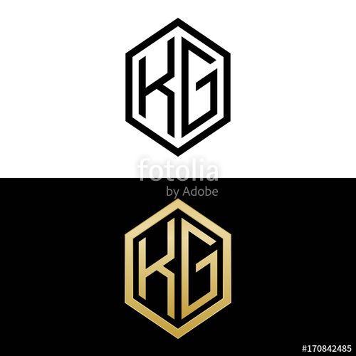 Kg Logo - initial letters logo kg black and gold monogram hexagon shape vector ...