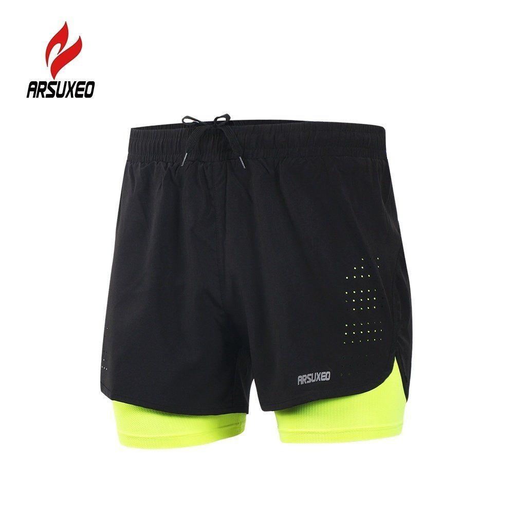 Arsuxeo Logo - Arsuxeo Men's 2-in-1 Running Shorts Quick Drying Breathable Active ...