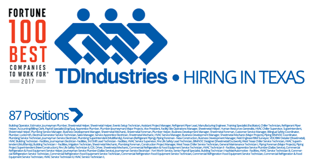 TDIndustries Logo - TDIndustries - Texas 87 Jobs | Industrial Job Shop